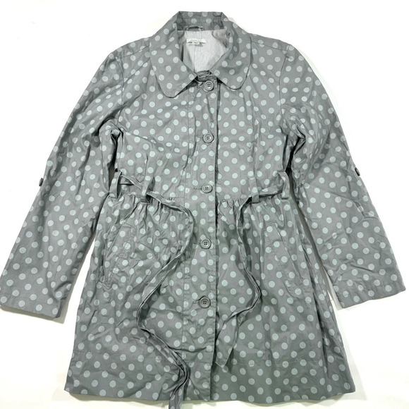 Garnet Hill Jackets & Blazers - Garnet Hill Polka Dot Jacket Lined Lightweight Grey